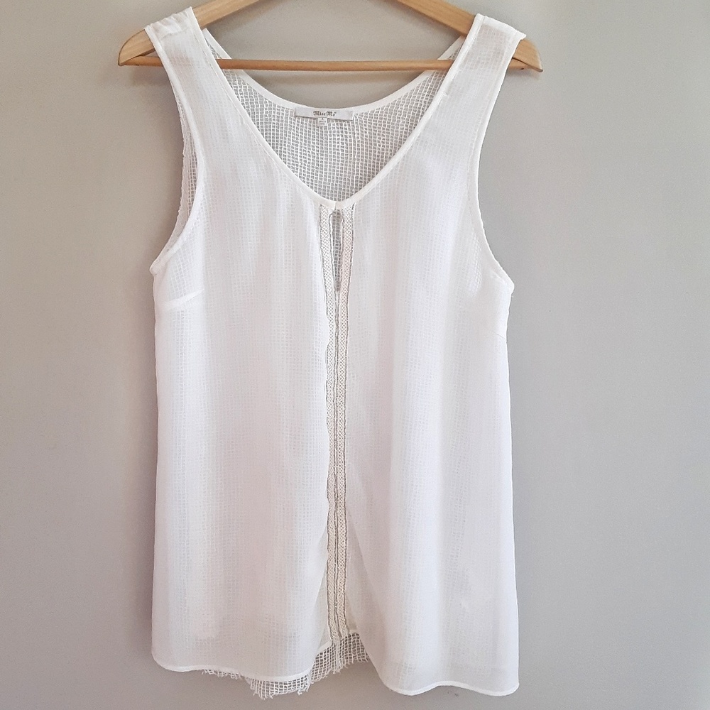 Miss Me Beaded Layered Sleeveless Chiffon Top